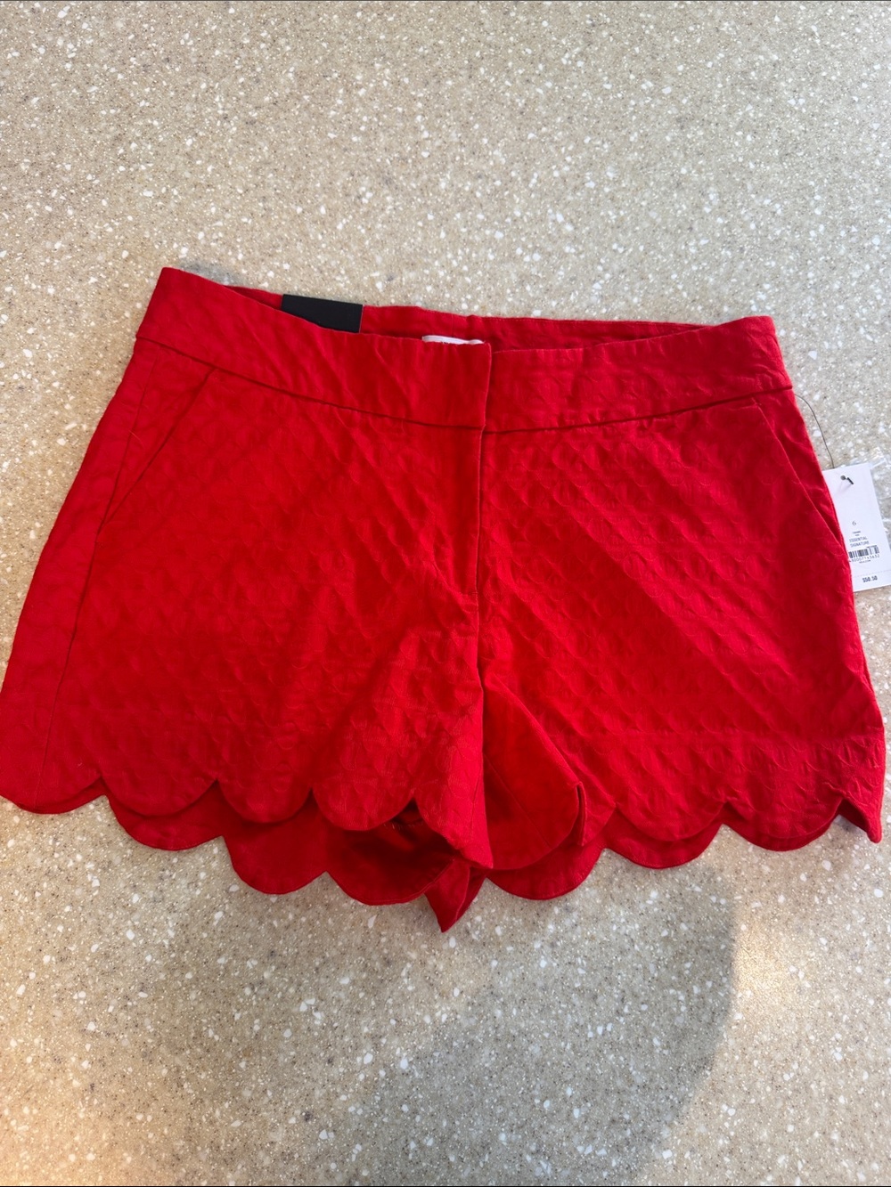 Brand New w/Tags crown & ivy Red Scallop-Hem High Waist Shorts